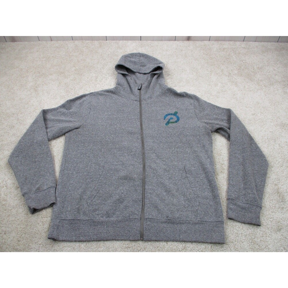 Peloton Sweater Adult Medium Gray Hoodie Zip Logo Casual Fleece Sweatshirt Mens